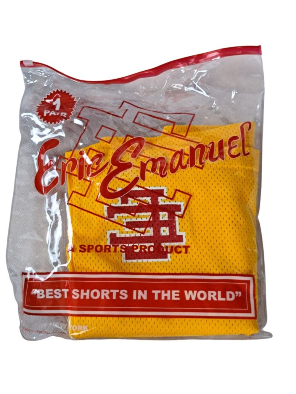 Eric Emanuel EE Mesh Short Solid Yellow with red EE Logo Size Large New